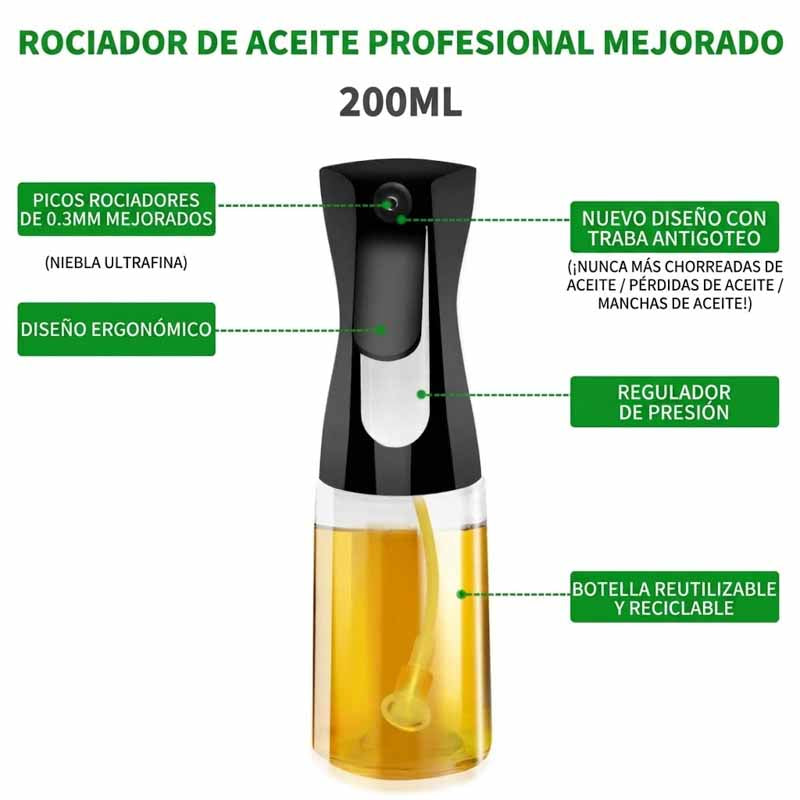 Aceitera en spray de vidrio 250 cc
