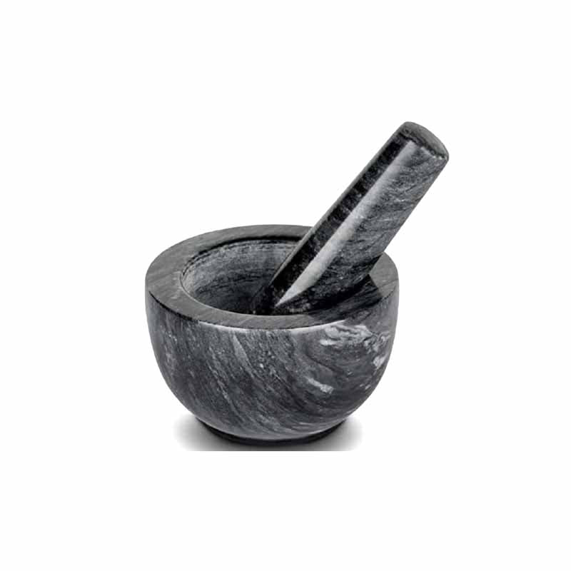 Mortero Redondo Mármol Gris 11x6 cm