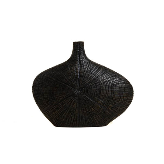 Florero Yaki bajo moderno negro 27x9.5x22cm compacto estilizado elegancia