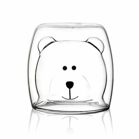Taza Doble Vidrio Osito 230ml Sin Asa 8.5x9cm