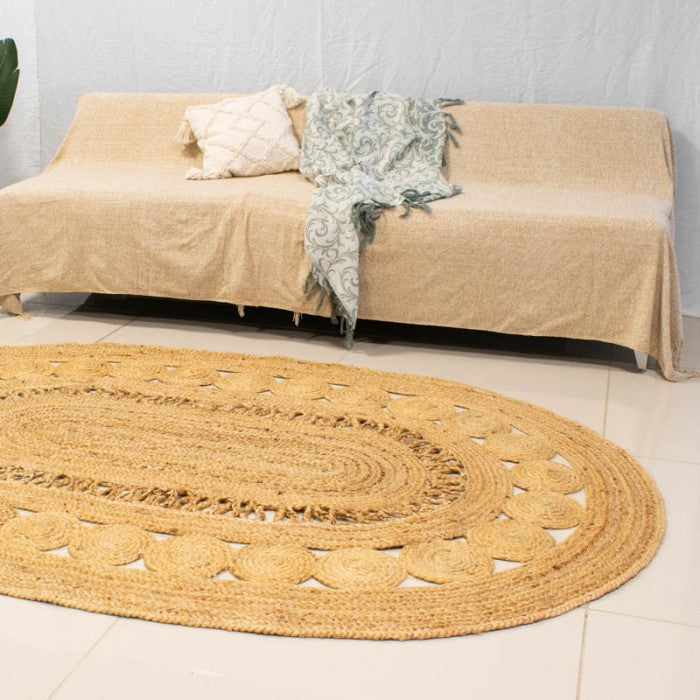 ALFOMBRA OVALADA YUTE NATURAL CALADA 230X160CM