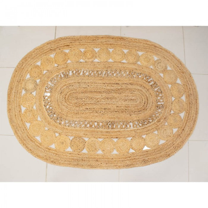 ALFOMBRA YUTE NATURAL OVALADA CALADA 230X160CM A0577