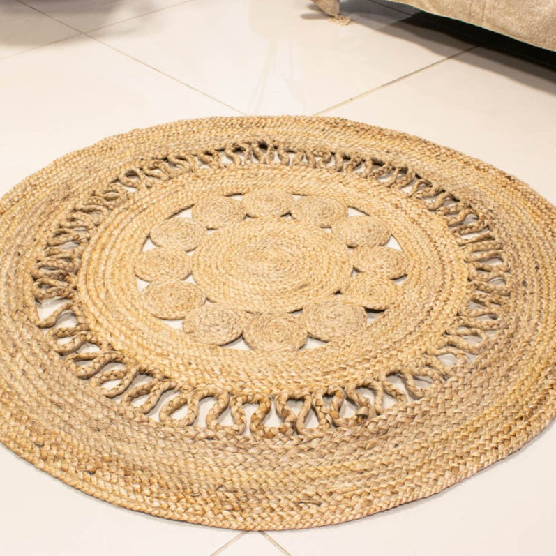 ALFOMBRA YUTE REDONDA CIRCULOS 180CM A0572