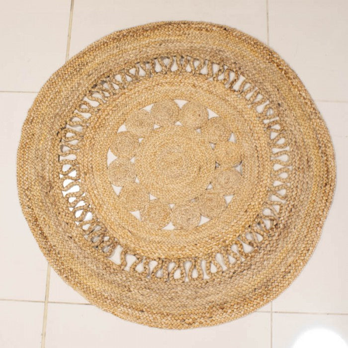 ALFOMBRA REDONDA DE YUTE CIRCULOS 180CM