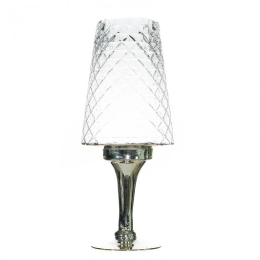 FLORERO FACETADO CON PIE PLATEADO 40CM XD2135D XD140