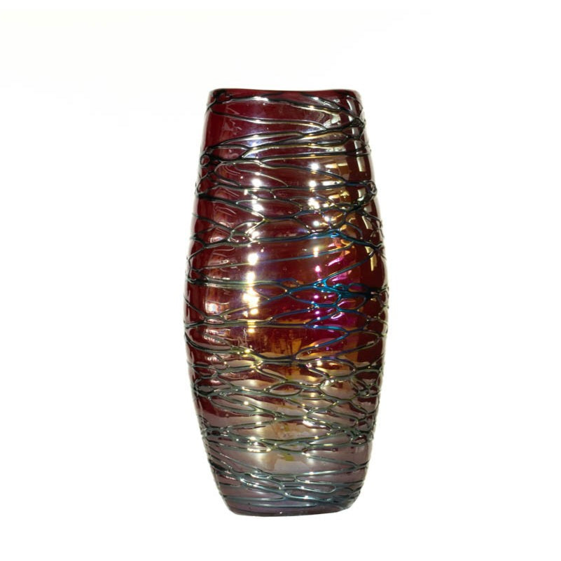 Florero vidrio rojo decorativo para flores naturales y artificiales decoración hogar