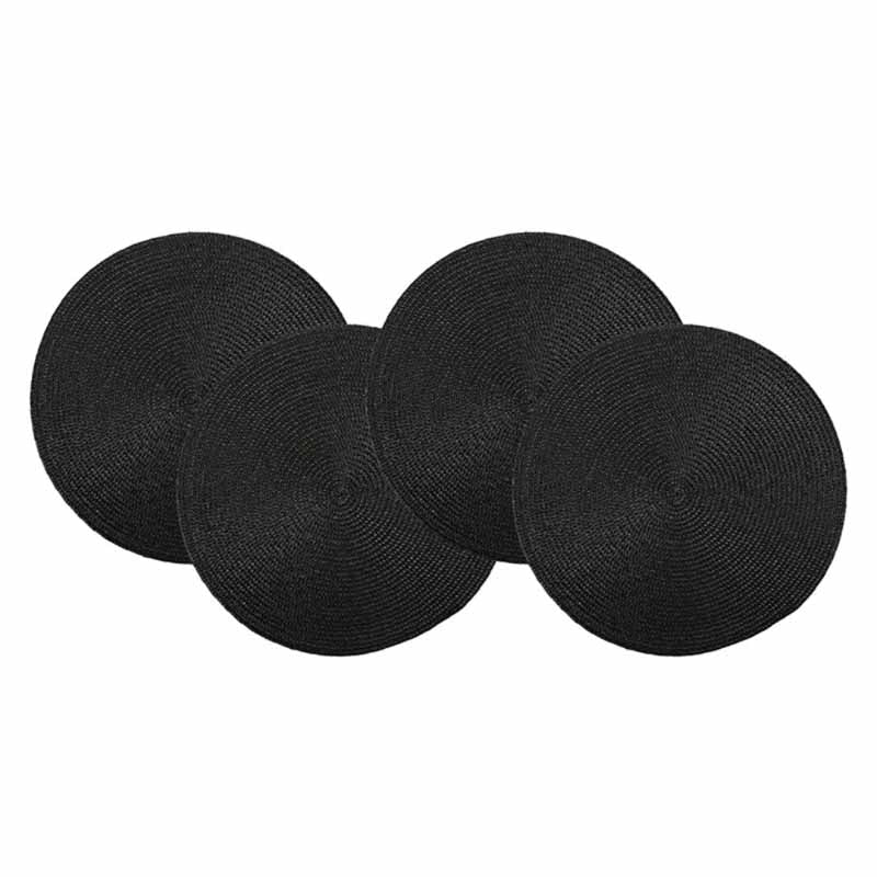 Individual redondo negro PVC en mesa puesta
