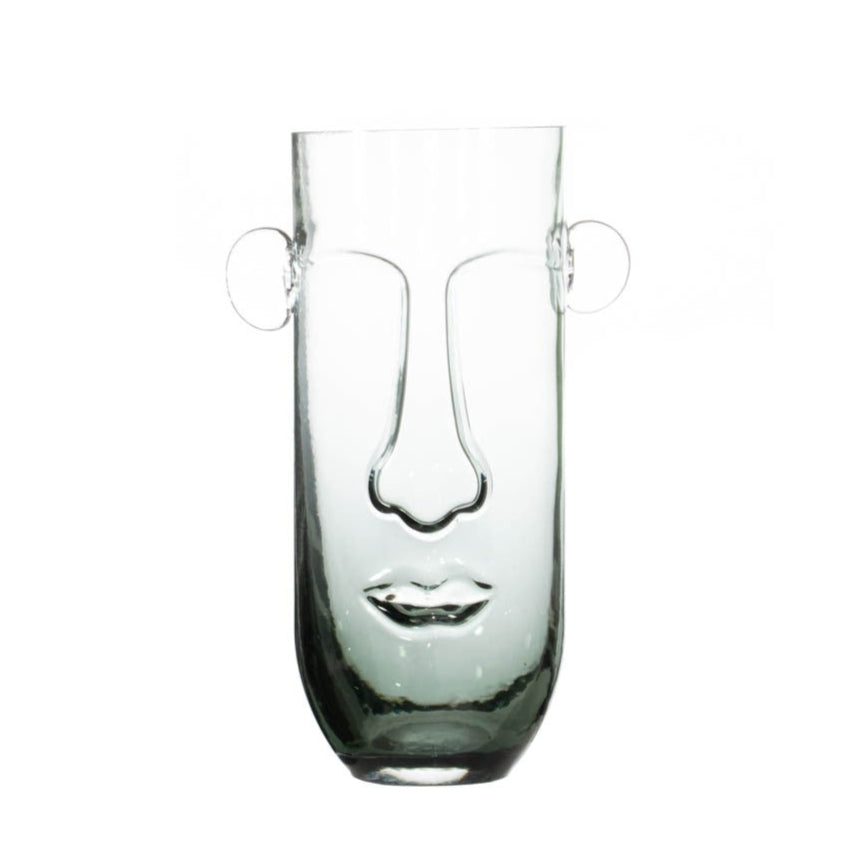 JARRON FACE VIDRIO 28X14 CM VERDE FUME HD1926-04 1116