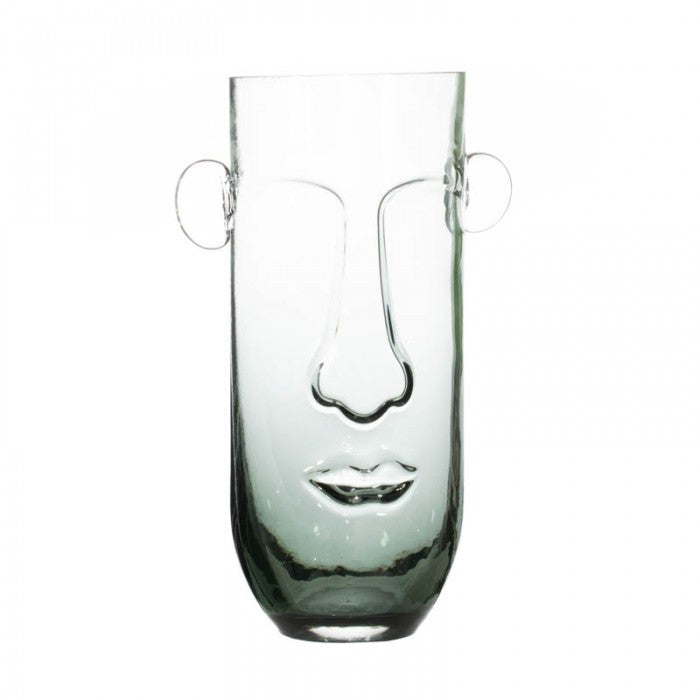 JARRON FACE VIDRIO 28X14 CM VERDE FUME HD1926-04 1116