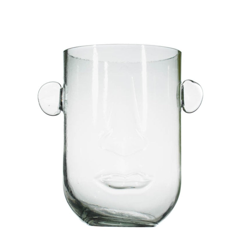Jarrón Face vidrio 20x16cm decoración moderna compacta espacios pequeños