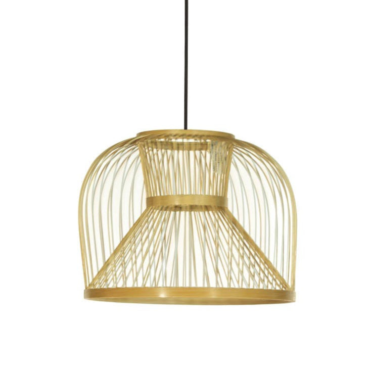 Lámpara bambú semi esfera 29x23cm decoración zen iluminación natural relajante