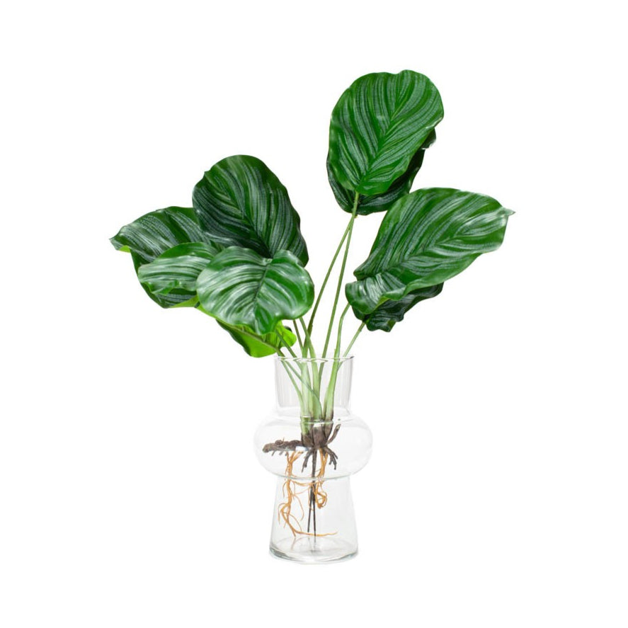 Planta artificial 9 hojas 50cm decoración verde compacta espacios pequeños