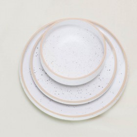 Bowl Cerámica Tozeur Blanco Dots Borde Natural 15 x 5.5 cm