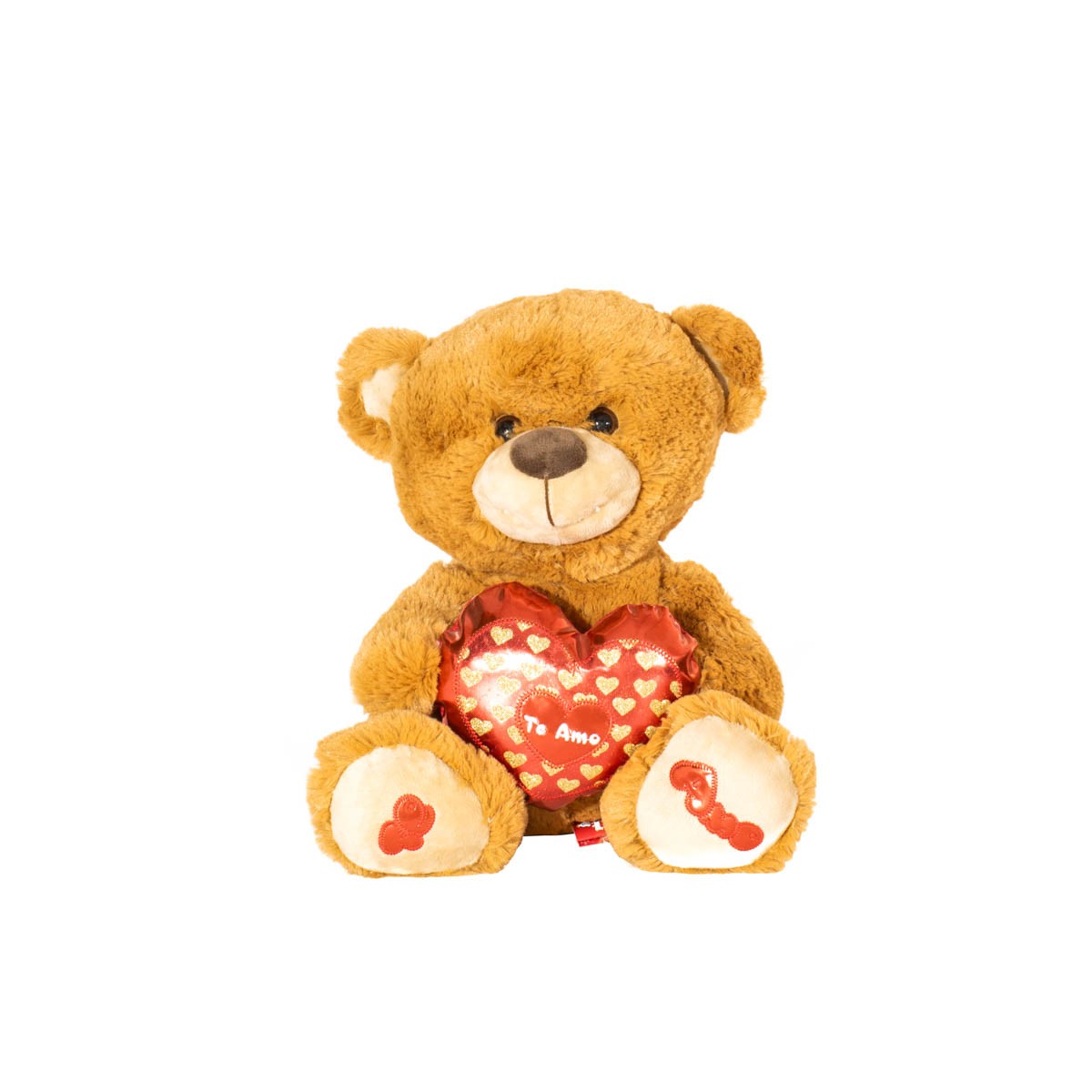 Peluche Oso Sentado Con Corazon Metalizado Te Amo 32 Cm.