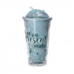 Vaso Con Sorbete de Silicona Glitter 450ml