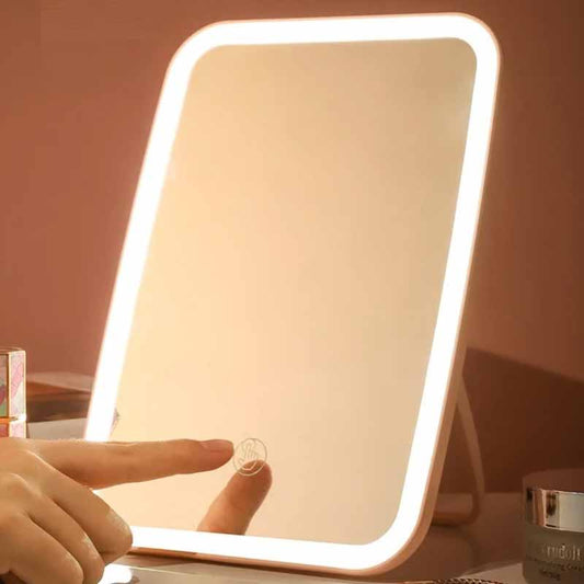 Espejo de Maquillaje con Luz LED Táctil y Base Ajustable