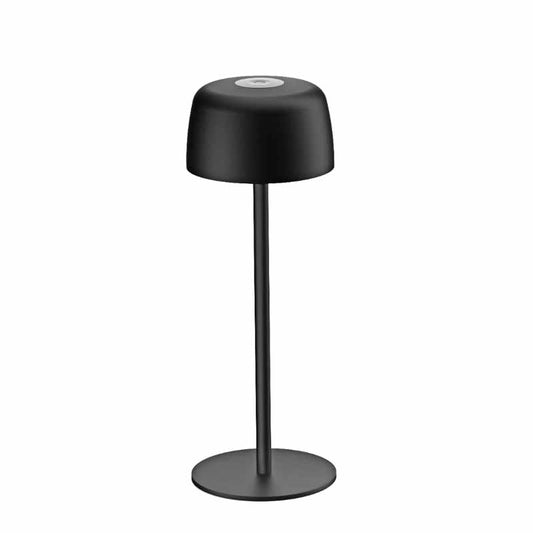 Lámpara de mesa recargable negro mate con pantalla redondeada y base circular