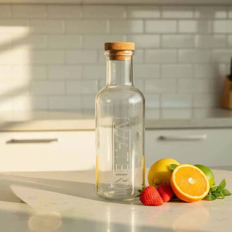 Botella Vidrio 1 lt Water Tapon Corcho