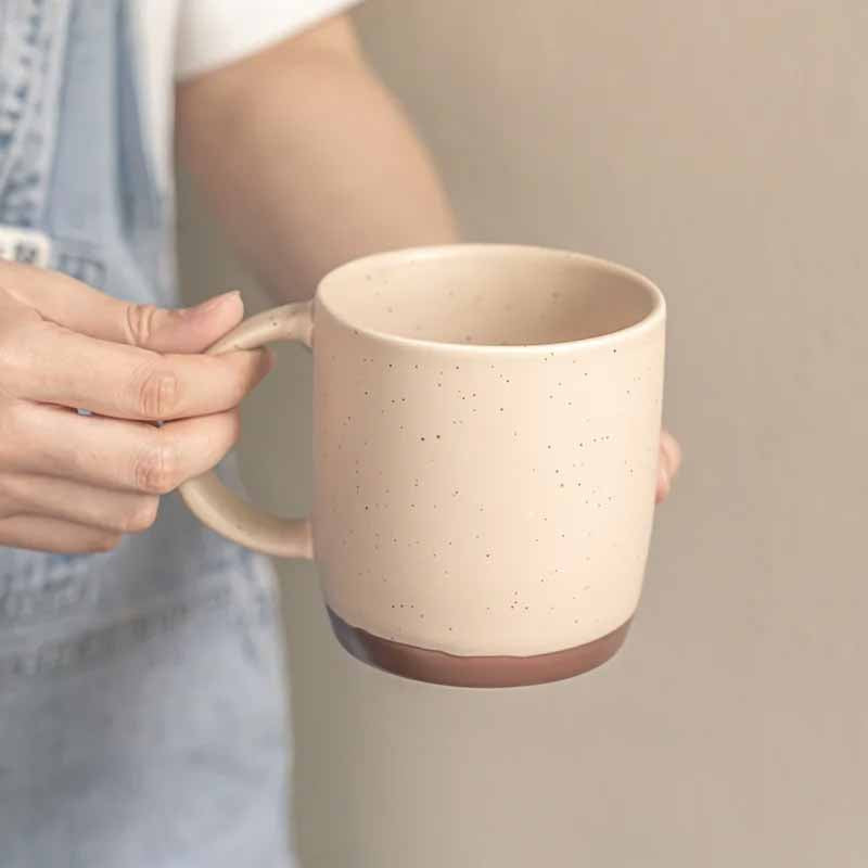 Jarro Mug 430ml Beige Puntitos Base Marron