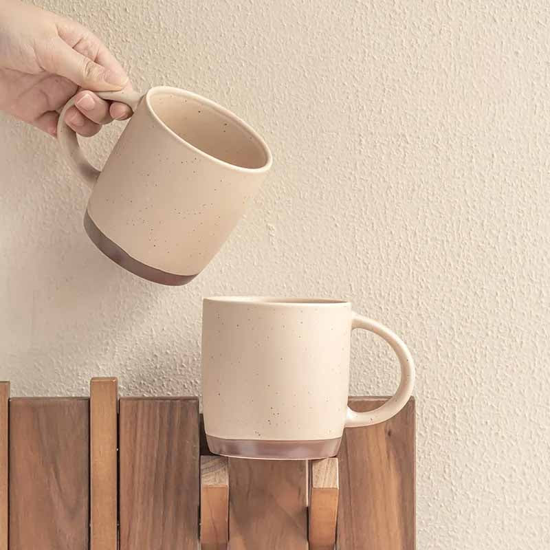 Jarro Mug 430ml Beige Puntitos Base Marron