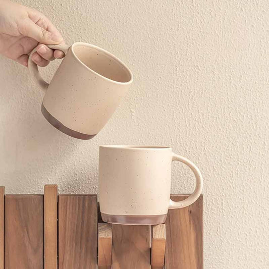 Jarro Mug 430ml Beige Puntitos Base Marron