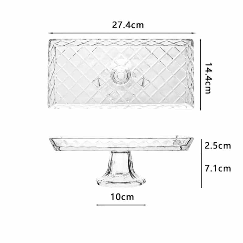 Plato Rectangular Rombos Vidrio Con Base