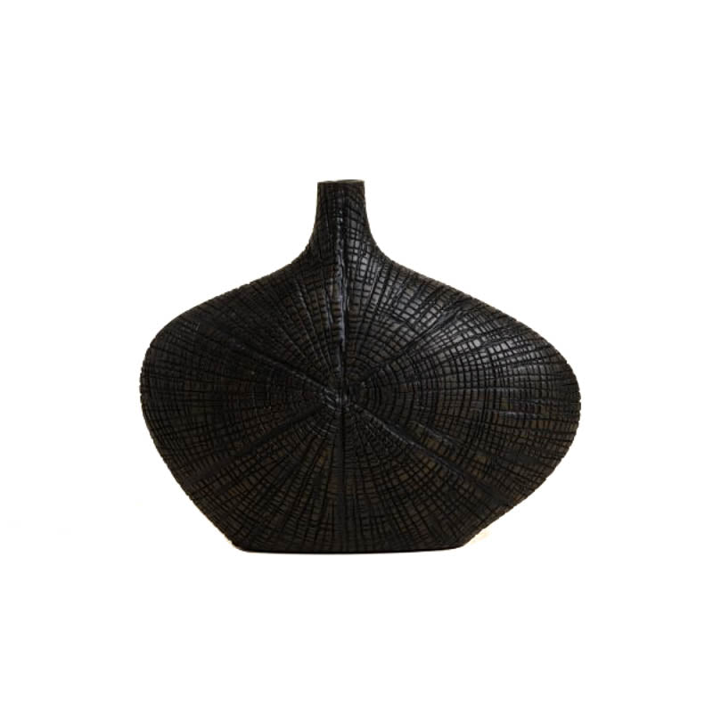 Florero Yaki bajo moderno negro 27x9.5x22cm compacto estilizado elegancia
