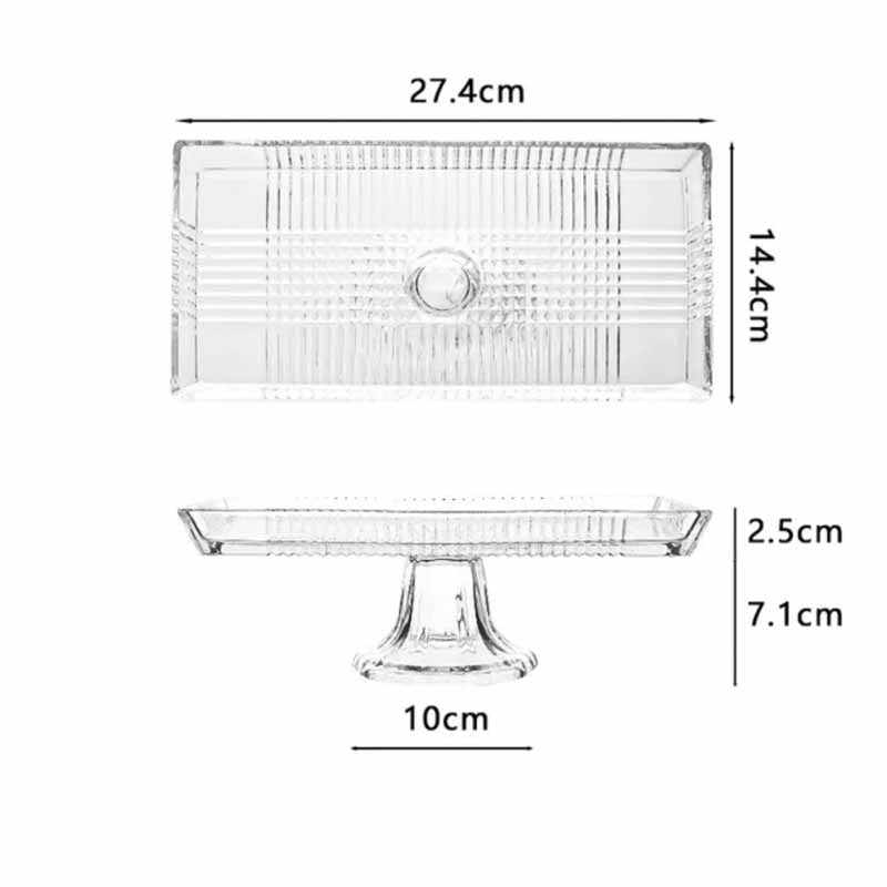 Plato Rectangular Rayas Vidrio Con Base