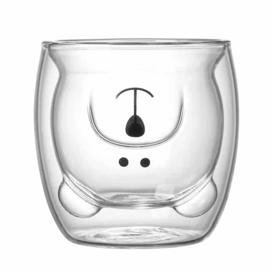 Taza Doble Vidrio Osito 230ml Sin Asa 8.5x9cm