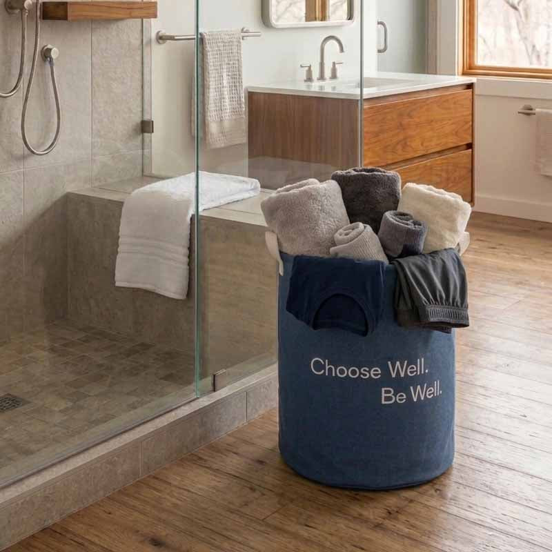 Cesto Ropa Tela Liso Plegable 40x35cm Con Asa