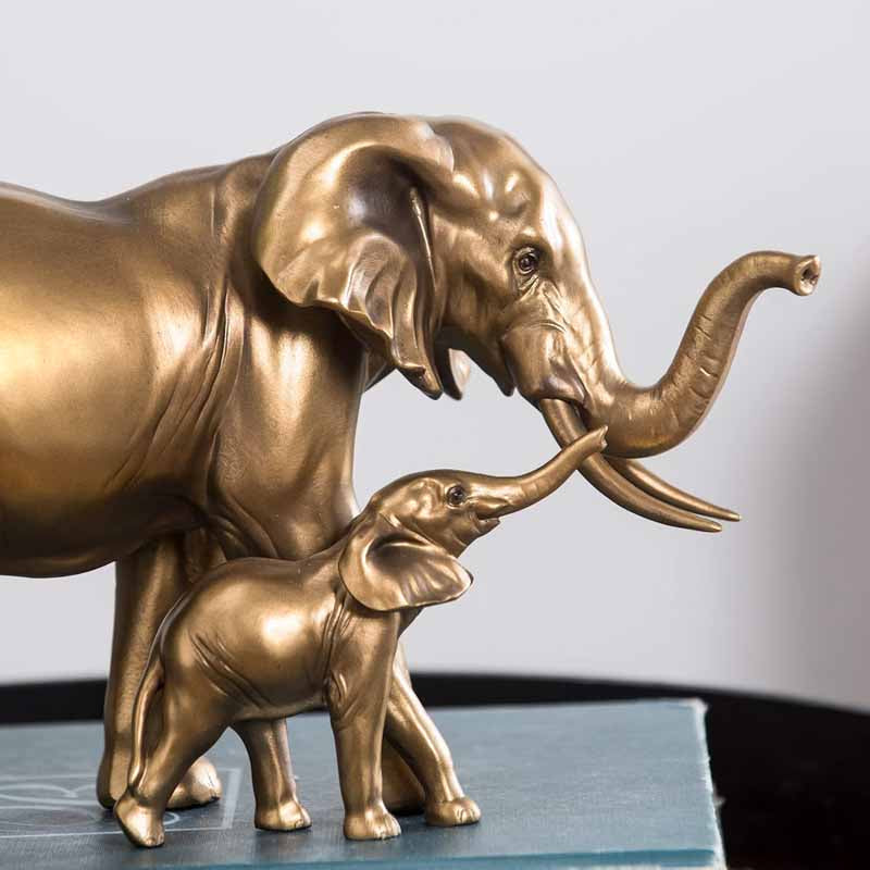 Adorno elefante resina cobre detalle figura
