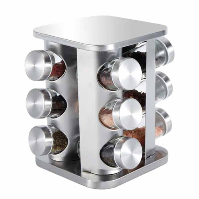 Especiero Giratorio Cuadrado Acero X12pcs