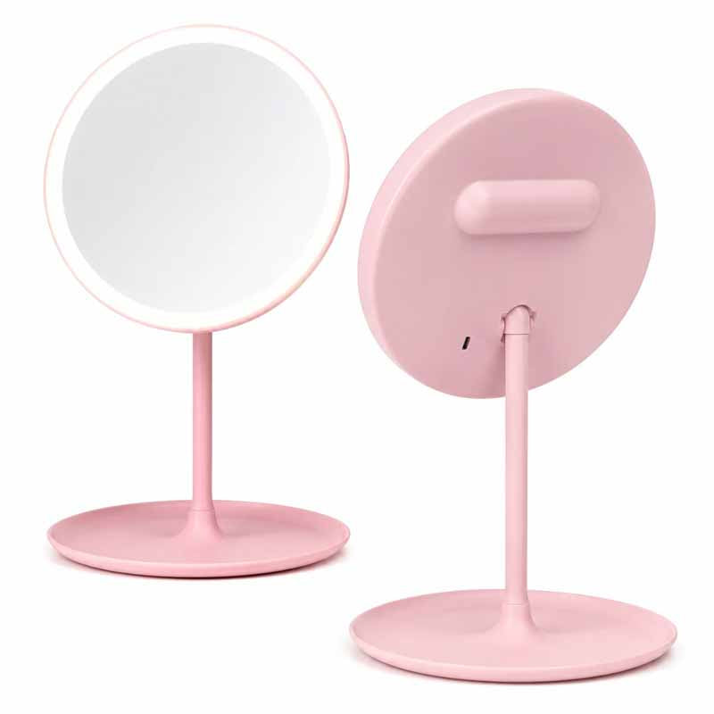 Espejo con pie y luz LED para maquillaje - vista frontal