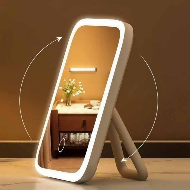 Espejo de maquillaje de mesa con luz LED - detalle