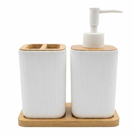 Set Baño Pvc /Bambu X 3 Piezas