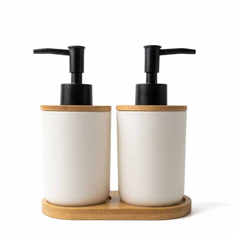 Set Dispenser Jabon Pvc /Bambu