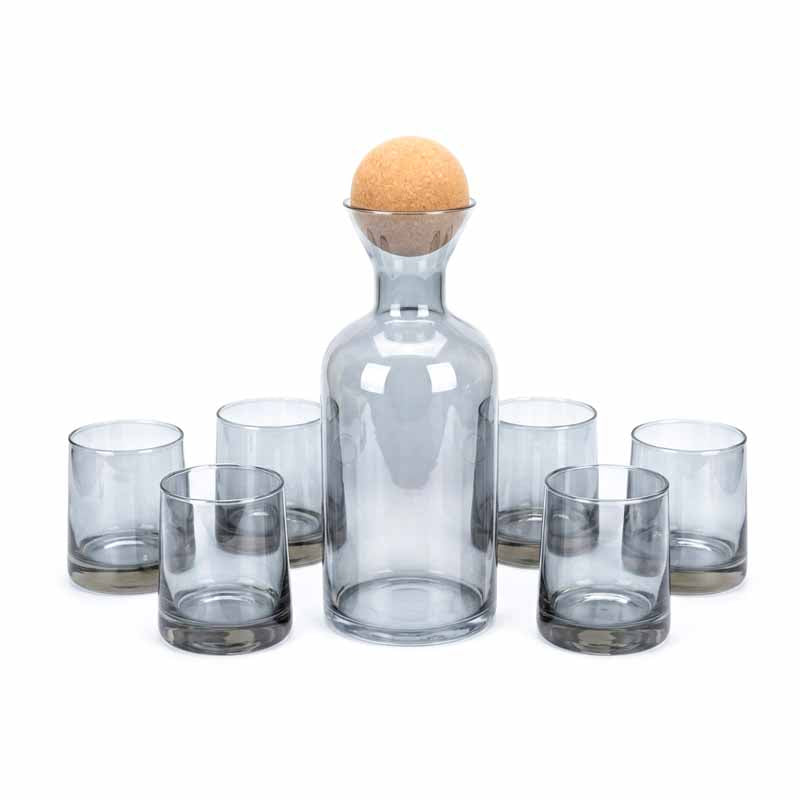 Jarra Vidrio 1.5 Lts C/Vasos 260ml Fume
