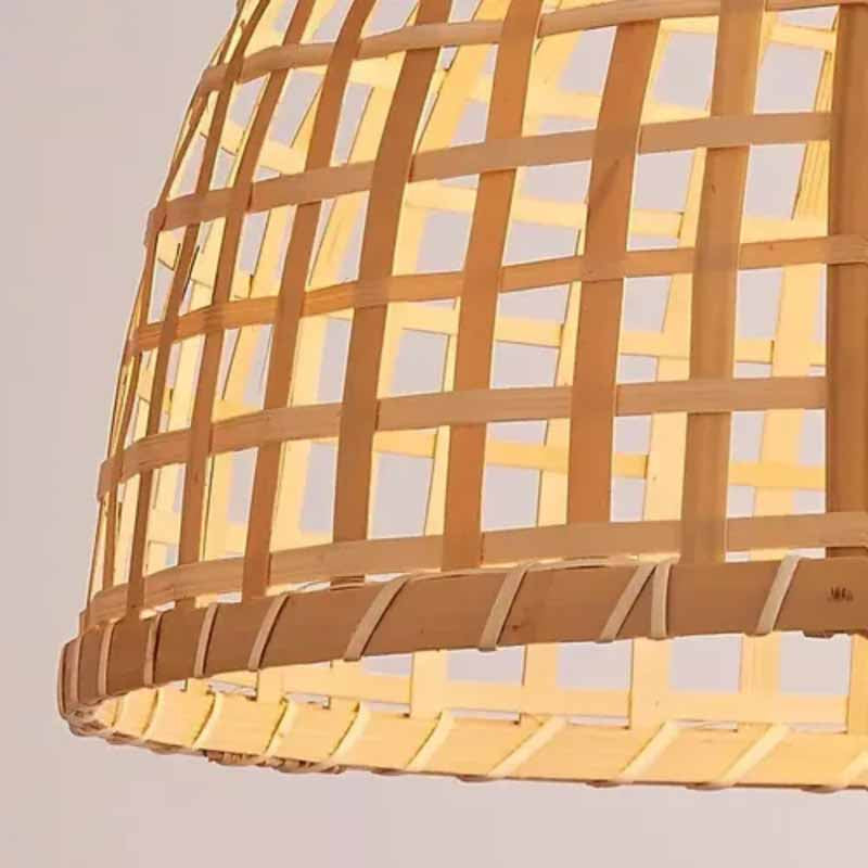 Lámpara bambú cuadros 36x24cm encendida ambiente