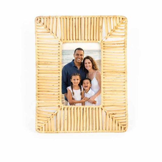 Portarretrato de fibra natural rattan 15x20 cm, marco artesanal para fotos - Guay Buby