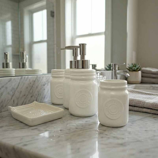 Set Baño Cerámica 4 Piezas Blanco - vista 2