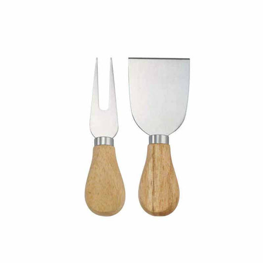 Set de 2 cuchillos para queso con mango de madera, cuchillo y tenedor tipo tridente - Guay Buby