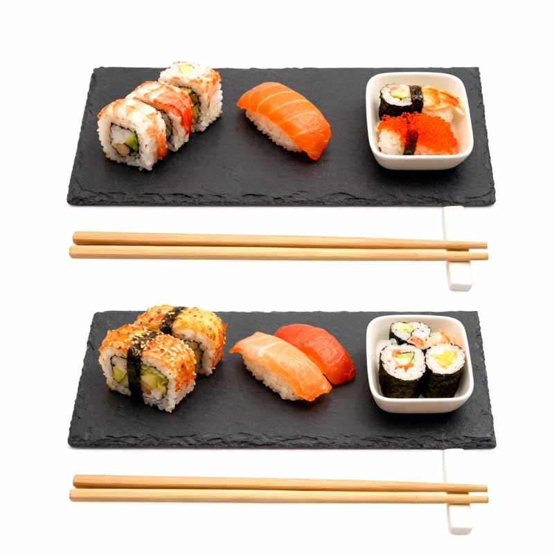 set sushi madera y piedra individual