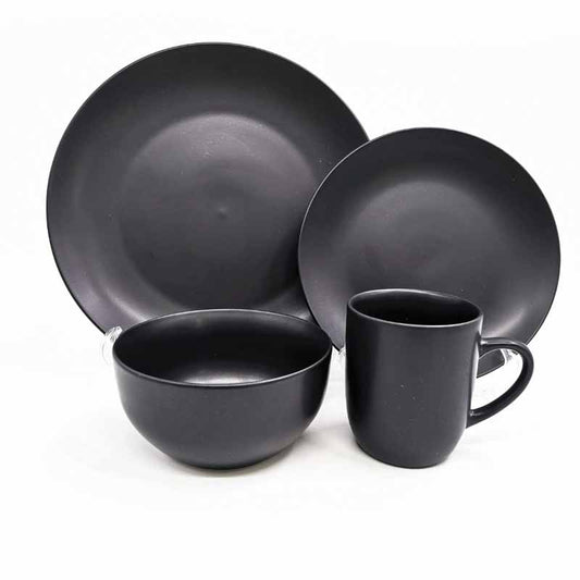 set vajilla cerámica 16 piezas negro